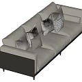 Modern Sectional Sofa with Light Gray Upholstery Dark Gray Accents and Plush Pillows
