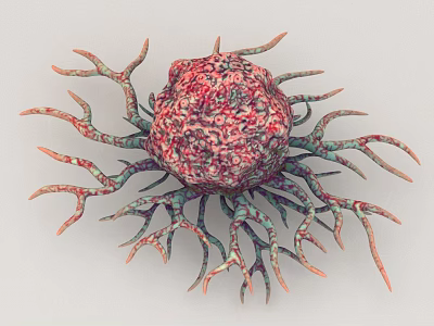 Advanced Laboratory Microscopic Study of Cancer Cell Structure with Branching Protrusions 3d model