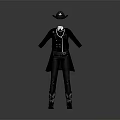 Western Style Men's Outfit With Black Hat Long Coat Vest And Boots