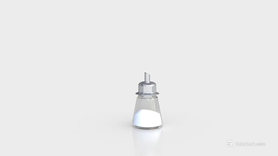 Transparent Glass Condiment Bottle With Silver Lid And White Spice For Kitchen Use 3d model 
