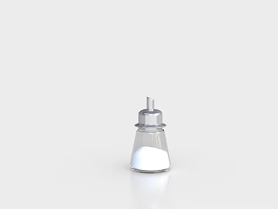 Transparent Glass Condiment Bottle With Silver Lid And White Spice For Kitchen Use 3d model
