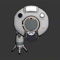 Futuristic Robot Character With Silver Body Transparent Parts Blue Glowing Arms And Antenna