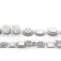 Complete White Tableware Set with Assorted Plates Bowls Cups Round and Square Pieces 3d model
