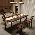 Classic Retro Solid Wood Dining Table Set With Four Chairs For Cozy Home Dining Space