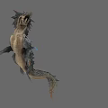 Mythical Aquatic Animal 3D Model With Spiked Back Long Tail Open Mouth And Blue Accents