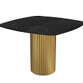 Elegant Modern Dining Table With Black Marble Top And Golden Fluted Legs 3d model