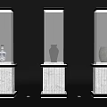 Modern Display Cabinets With Glass Doors And Marble Bases Showcasing Decorative Vases