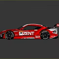 Red And White ZENT Race Car With Aerodynamic Design And Rear Wing
