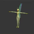 Pale Fairy Character With Glowing Blue Wings And Outstretched Arms In Game Movie