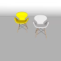 Yellow and White Accent Chairs with Wooden Legs Modern Stylish Design