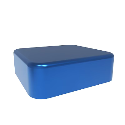 Blue Square Storage Box With Smooth Surface And Rounded Corners 3d model