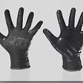 Black Protective Gloves With Latex Coated Anti Slip Grip And Knit Wrist Cuff