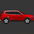 Red SUV With Modern Exterior Design Black Sunroof And Silver Alloy Wheels On Reflective Surface