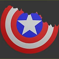 Broken Shield Weapon Featuring Red Silver Blue and Silver Star in Center