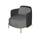 Modern Gray Fabric Accent Chair With Deep Gray Arms And Metallic Legs