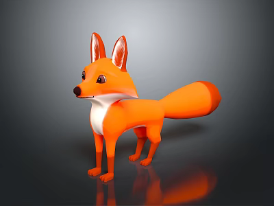 Animated Cartoon Fox Character 3D Model With Orange White Fur Standing Pose 3d model