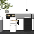 Modern Minimalist Washbasin Interior Design With White Basin Black Cabinets And Metal Faucet
