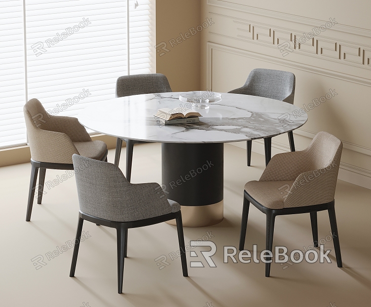 Modern Dining Table and Chair Combination Round Dining Table Dining Chair model