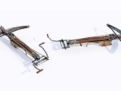 Vintage Crossbow Weapons With Wooden Structure And Metal Components Design 3d model