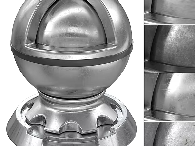 Metallic Silver Decorative Ornament Set Featuring Spherical Design Shiny Smooth Surface And Sturdy Base 3d model