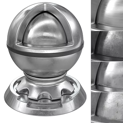 Metallic Silver Decorative Ornament Set Featuring Spherical Design Shiny Smooth Surface And Sturdy Base 3d model