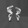 White Sculpture With DNA Double Helix Shape Standing On Dark Floor And Dark Wall Background