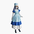 Beautiful Blue and White Lace Dress Doll with Bonnet and White Trim Details