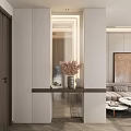 Modern Foyer Hallway Design With Vase Dried Flowers And Lighting