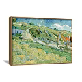 Two Landscape Paintings Featuring Green Fields Rural Houses Blue Sky And Clouds