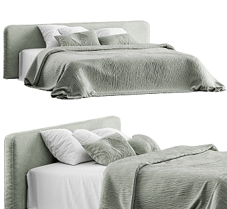 zara home double bed fabric bed pillow 3d model