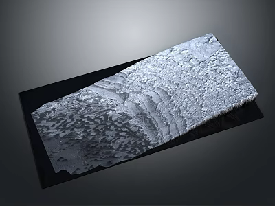 Gray Textured Rectangular Decorative Panel With Wavy Surface And Black Base 3d model