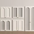 White Cabinet Doors With Various Designs Arched Glass And Rectangular Frames 3d model