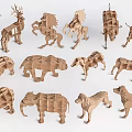 Creative Wooden Bookcase With Animal Shaped Decor And Multilayer Storage Design