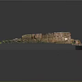 Ancient Stone Wall 3D Model With Green Grass And Surrounding Stones