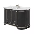 Elegant White Bathroom Vanity With Marble Countertop And Gold Accent Faucet Storage Cabinet