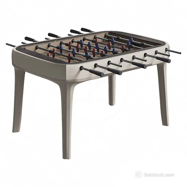 Modern Foosball Table With Black Rods And Multiple Player Figures For Game Room 3d model 