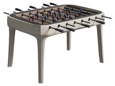 Modern Foosball Table With Black Rods And Multiple Player Figures For Game Room 3d model