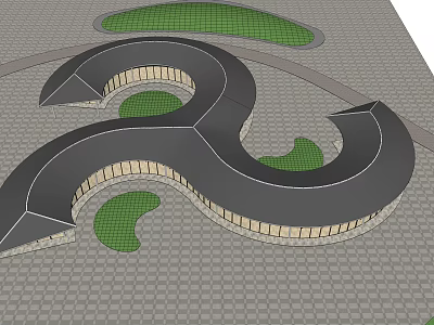 Unique Spiral Architectural Structure With Curved Roof And Green Landscaped Areas 3d model