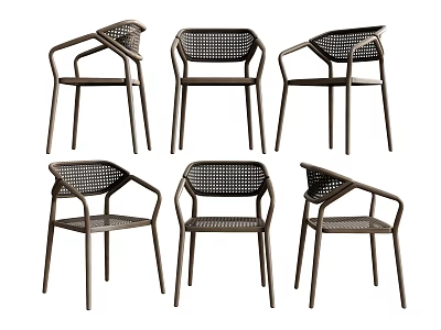Multiple Brown Leisure Chairs With Woven Design And Armrests For Outdoor Living Spaces 3d model