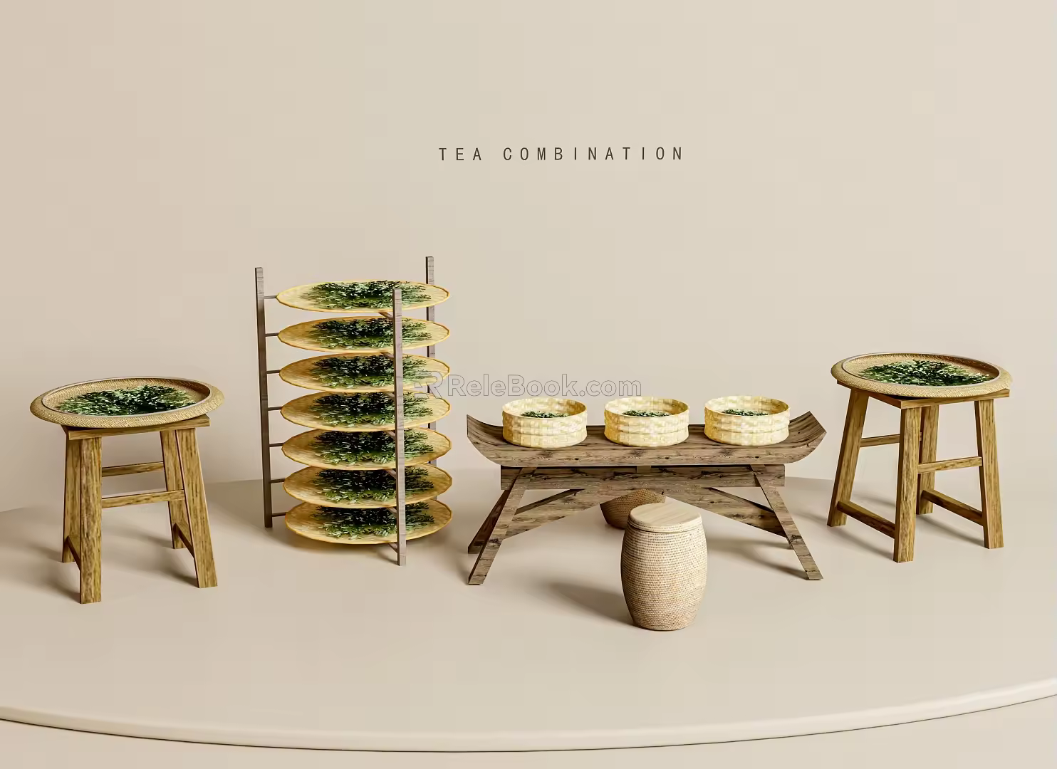 Modern tea-frying sketch tea-frying device tea-frying table tea shelf 3d model