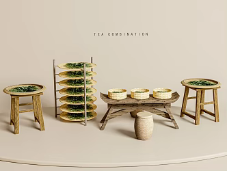 Modern tea-frying sketch tea-frying device tea-frying table tea shelf 3d model