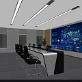 Modern Monitoring Room Interior Featuring Large Display Screens Control Console Ergonomic Chairs And Ceiling Lights