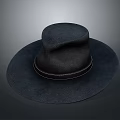 Stylish Black Wide Brimmed Hat Featuring Leather Band For Everyday Use