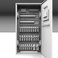 Advanced Industrial Control Cabinet With Electrical Components Circuit Breakers And Control Panel