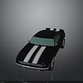 Classic Black Sports Car With White Stripes Shiny Exterior Vintage Design