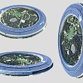 Futuristic Circular Architecture Design With Green Interior Landscape And Gardens