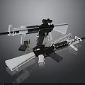 Modern Black And White Rifles With Scopes Magazines And Detailed