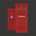 Red Telephone Booths In Row With Open Door And Classic Design
