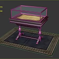 Wooden Display Cabinet With Glass Cover Red Lining On Patterned Rug