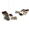 Colorful Stacked And Open Books With Various Sizes And Cover Designs